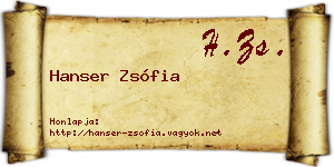 Hanser Zsófia névjegykártya